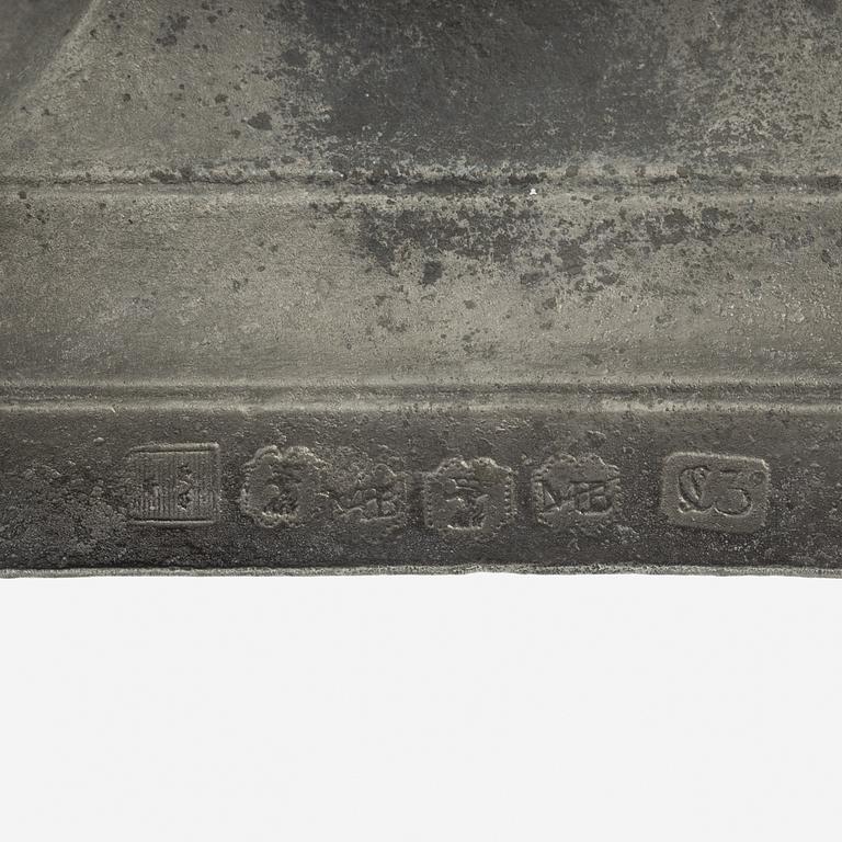 A pair of late Gustavian pewter candlesticks, mark of Magnus Bergman, Malmö 1809.