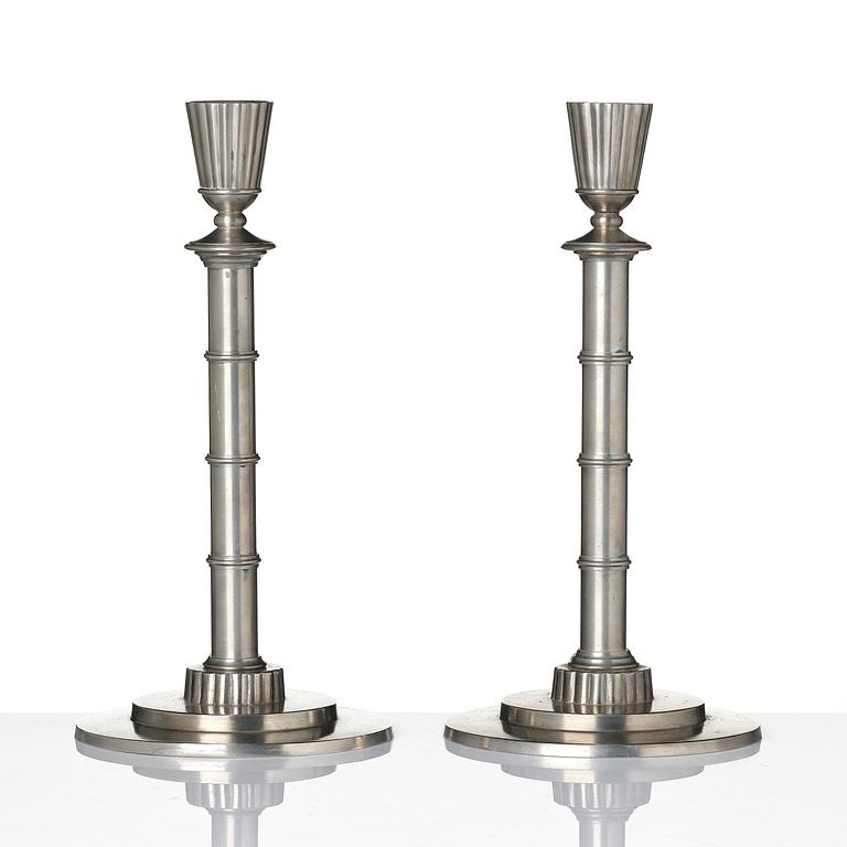 Erik Fleming, a pair of pewter candlesticks, Norrahammars Tenn, 1930.