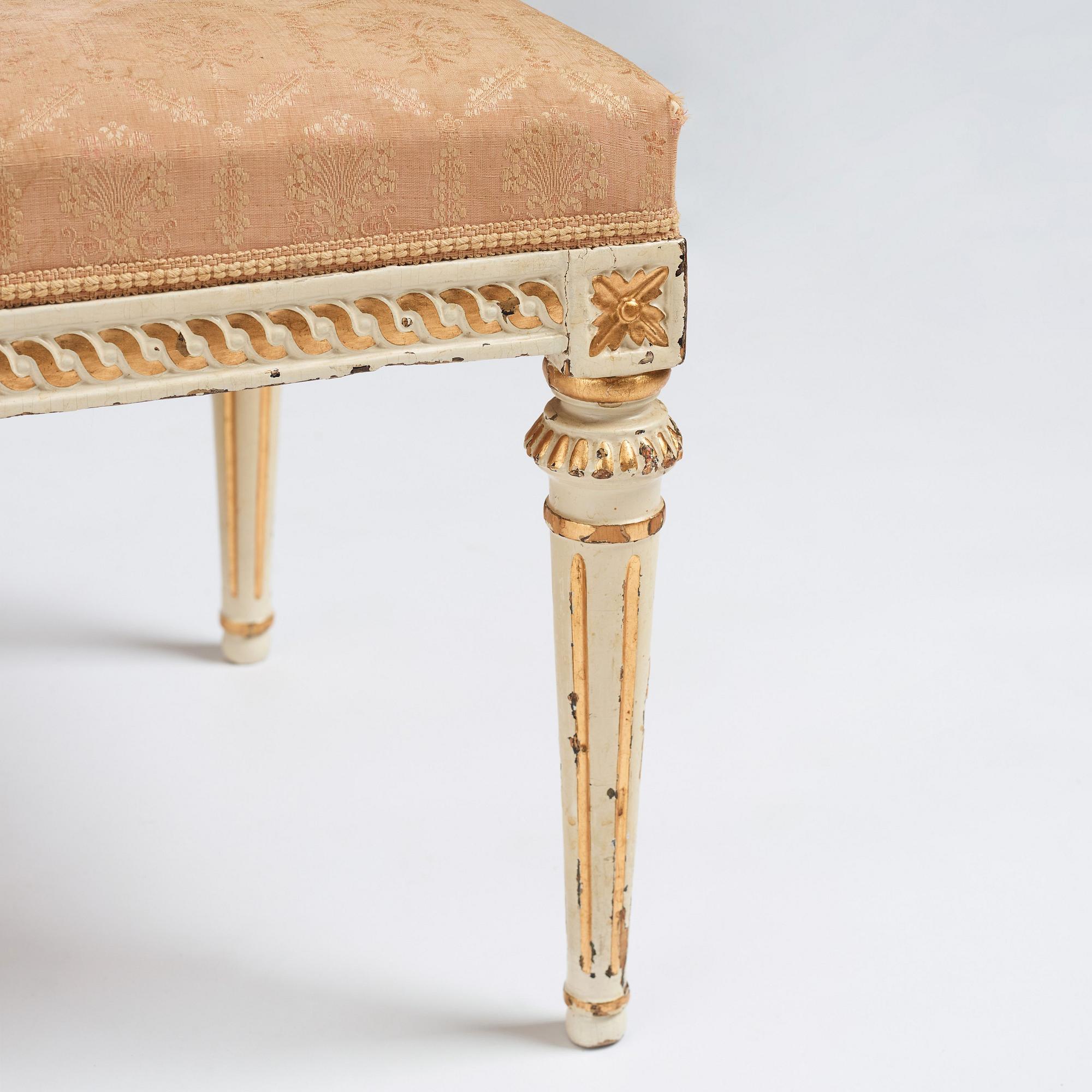 A set of four carved Gustavian chairs, late 18th century.