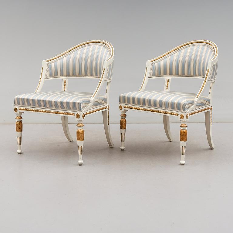 KARMSTOLAR, 1 par, sengustaviansk stil, 1900-talets första hälft.