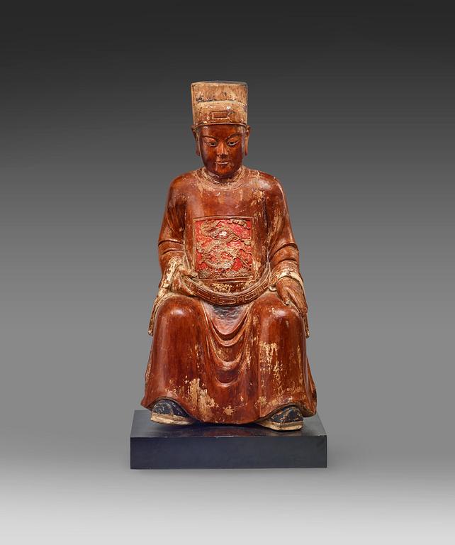 SKULPTUR, trä. Qing dynastin, 1800-tal.