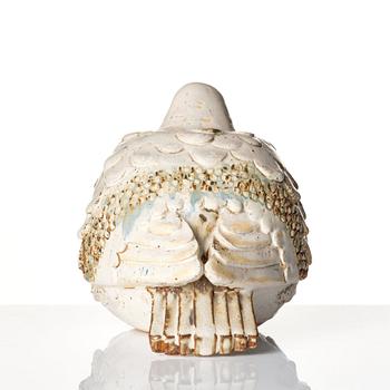 Tyra Lundgren, a chamotte stoneware sculpture of a pigeon, Sweden mid 20th century.