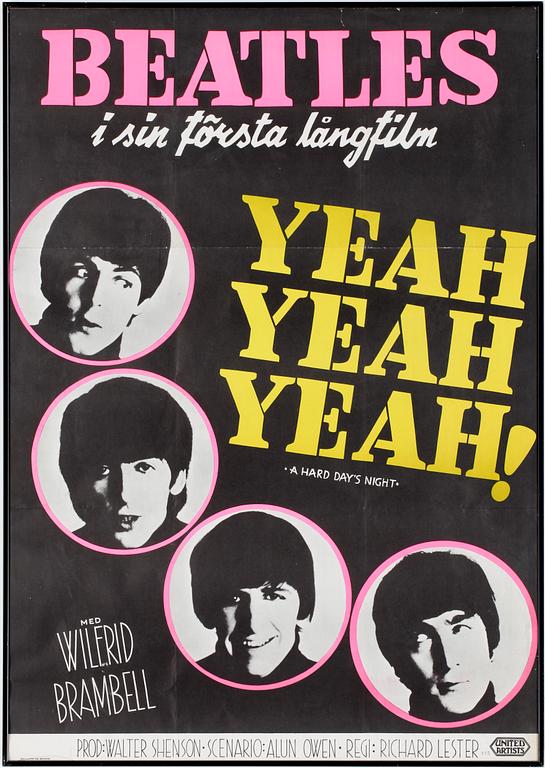 FILMAFFISCH, Beatles "Yeah, Yeah, Yeah", 1960-tal.