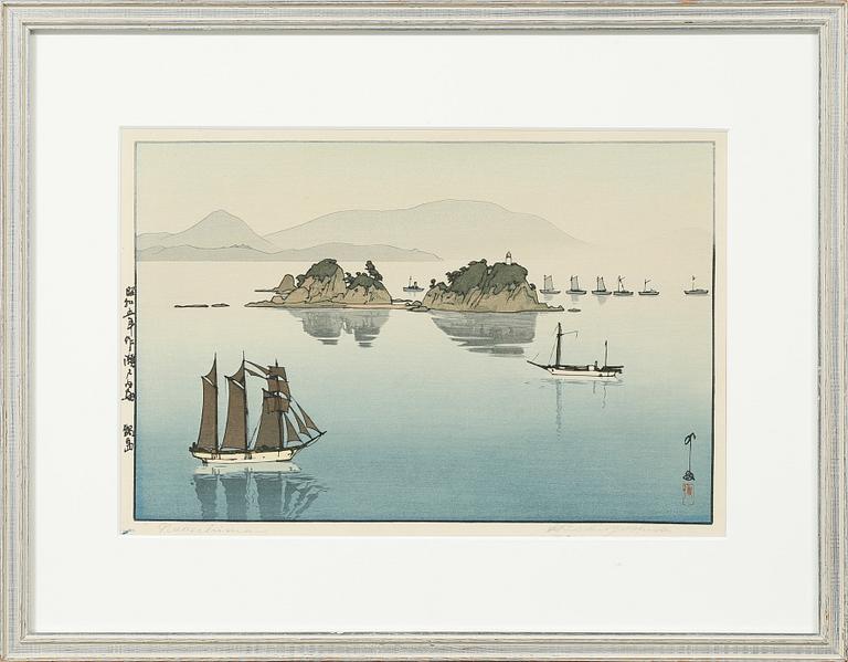 HIROSHI YOSHIDA, woodcut, signed.
