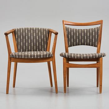 Finn Juhl, a set of 4 'SW86' + 1 oak chairs, Søren Willadsen, Denmark.