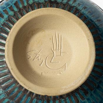 Stig Lindberg, skål på fot, stengods, Gustavsbergs Studio 1964.