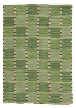 258. Barbro Nilsson, matto, "Falurutan grön I", flat weave, ca 241-244,5 x 166 cm, signed AB MMF BN.