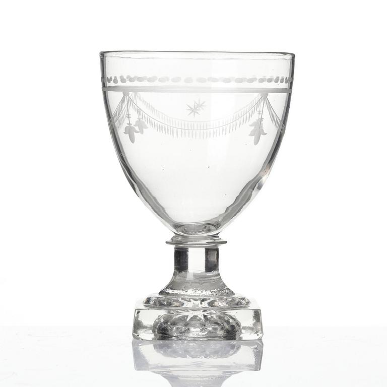 Wine glasses, twelve pieces, Sweden early 19th century.