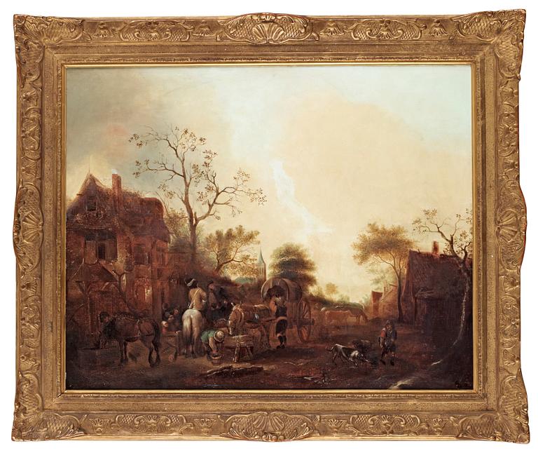 Isaac van Ostade In the manner of the artist, ISAAC VAN OSTADE (His art).Outside the inn.