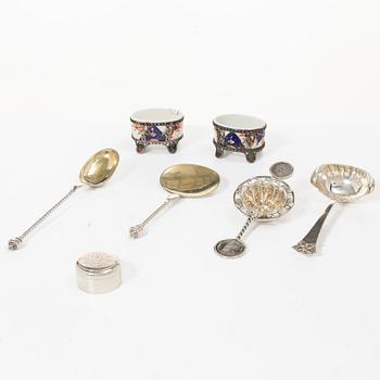 Table accessories, 7 pieces, silver, including Denmark 1880s.
