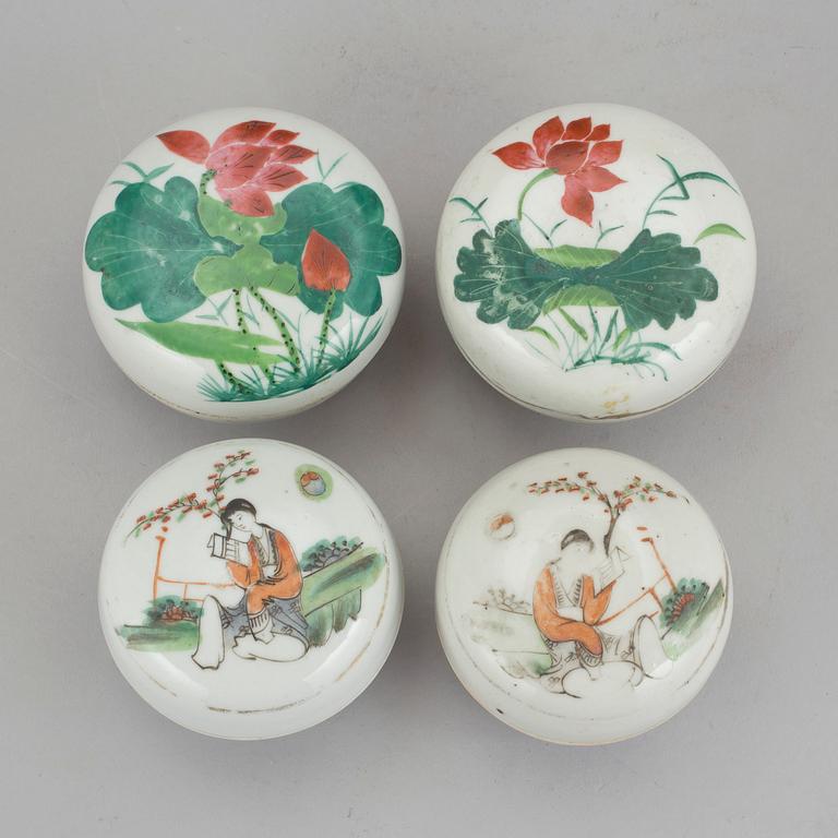 ASKAR MED LOCK, 2 par, porslin, Kina, 1900-tal.