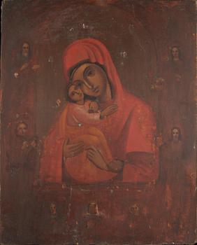 IKON med RISA, tempera på pannå och silver, mästare Isakov Mihail  Jakovlevits, S:t Petersburg 1889.