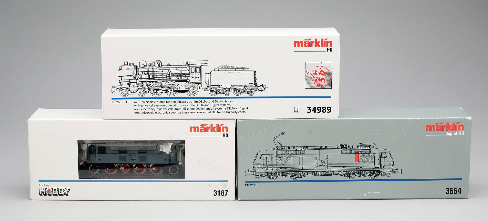 PARTI LOK, 3 st, Märklin 34989, 3187 och 3654. 1900/2000-tal.
