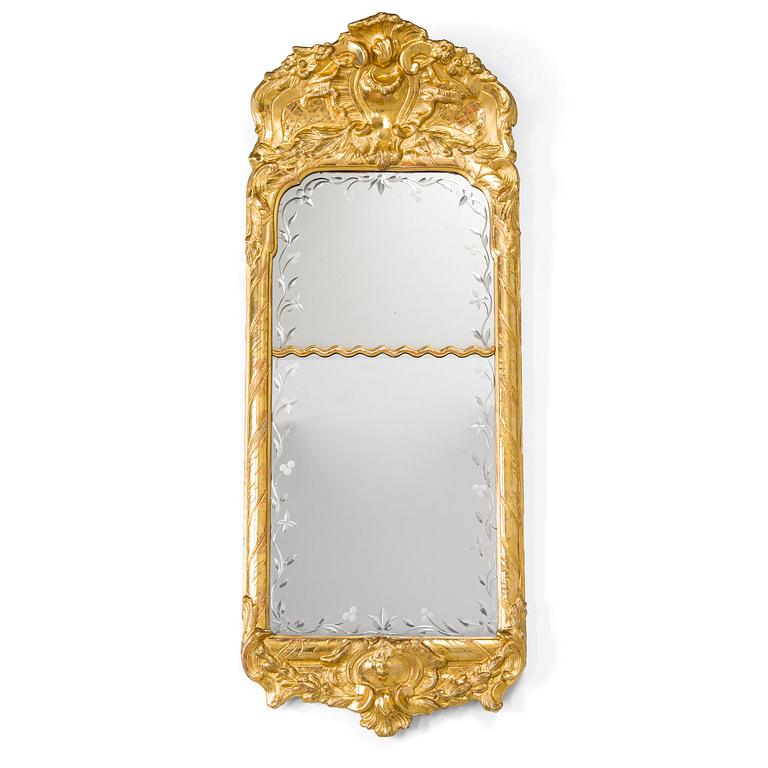 A Swedish rococo mirror, 18th century.