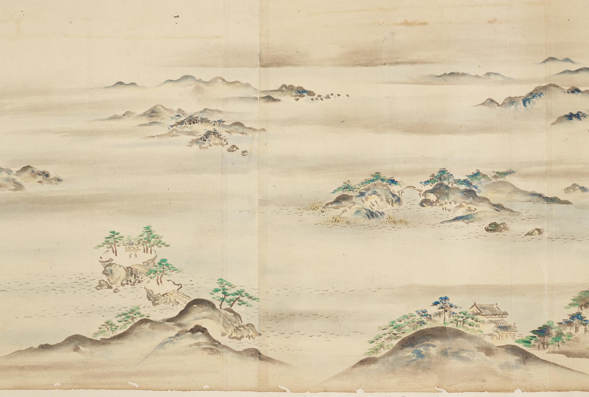 A Japanese Makimomo, ink and colour on paper, Meiji (1868-1912).