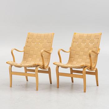 Bruno Mathsson, a pair of "Eva" armchairs, Firma Karl Mathsson, Sweden, 1962.