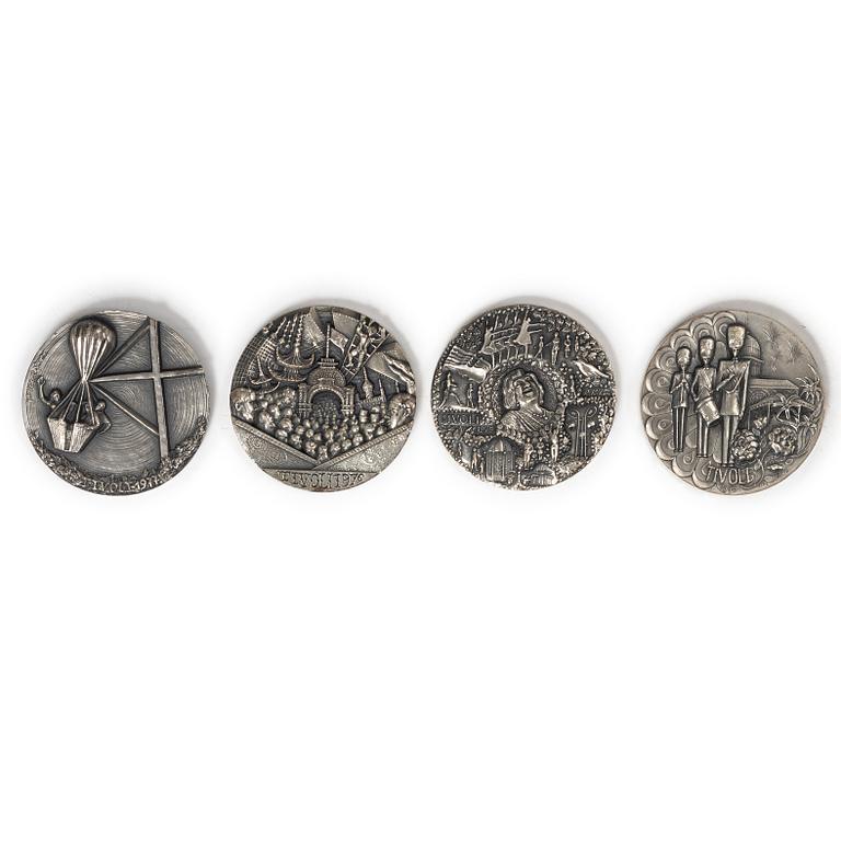 Tivolimedaljen, 4 st, Sterling silver, Anders Nyborg, 1976-1979. Danmark.