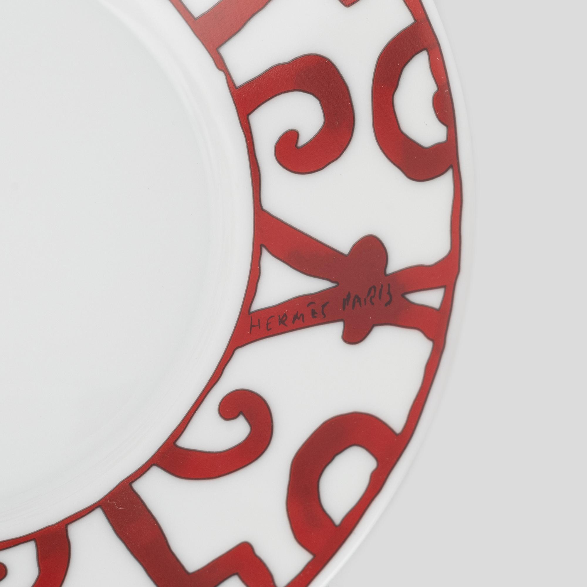 Hermès, porcelain cups with saucers, a pair, "Balcon du Guadalquivir".