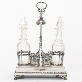 Adolf Zethelius, likörset, silver och glas, Stockholm 1821.