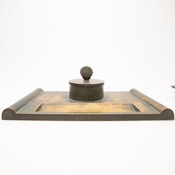 Ystad Bronze, desk set, 5 pieces, 20th century.