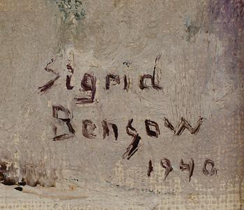 SIGRID BENSOW, olja på pannå, sign och dat 1940.