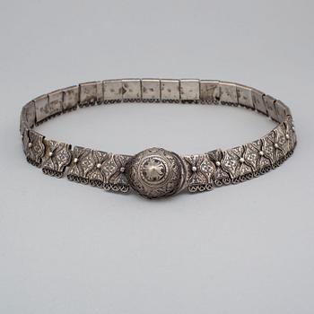 a niello silver belt, Russia 1908-1917.