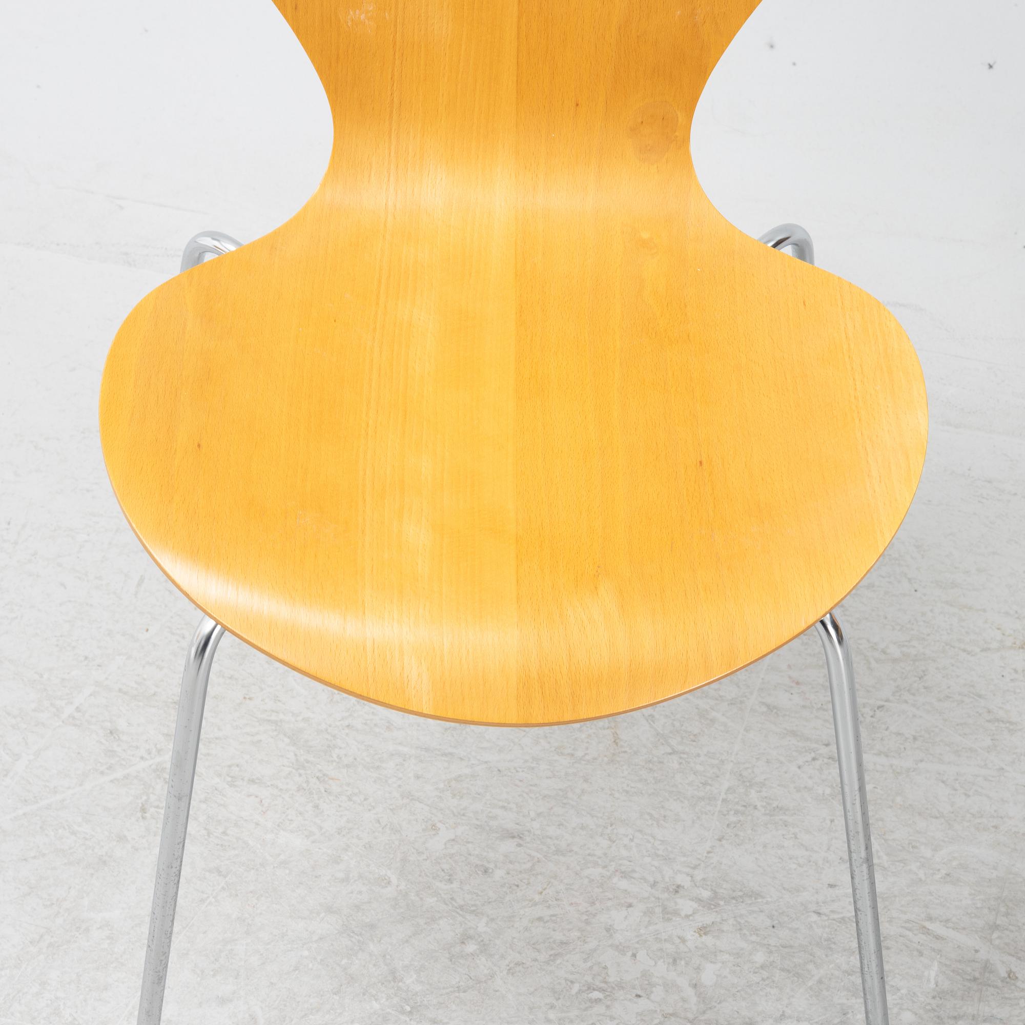 Arne Jacobsen, stolar, 8 st, Fritz Hansen, Danmark, daterade 1988.
