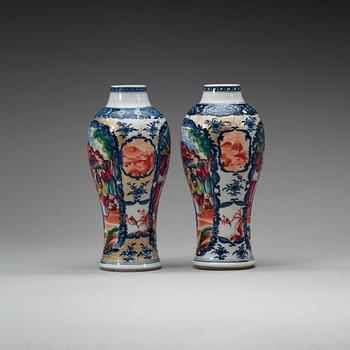 A pair of famille rose vases, Qing dynasty, Qianlong (1736-95).