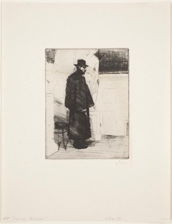 AXEL FRIDELL, etsning, Stockholm 1915, signerad.