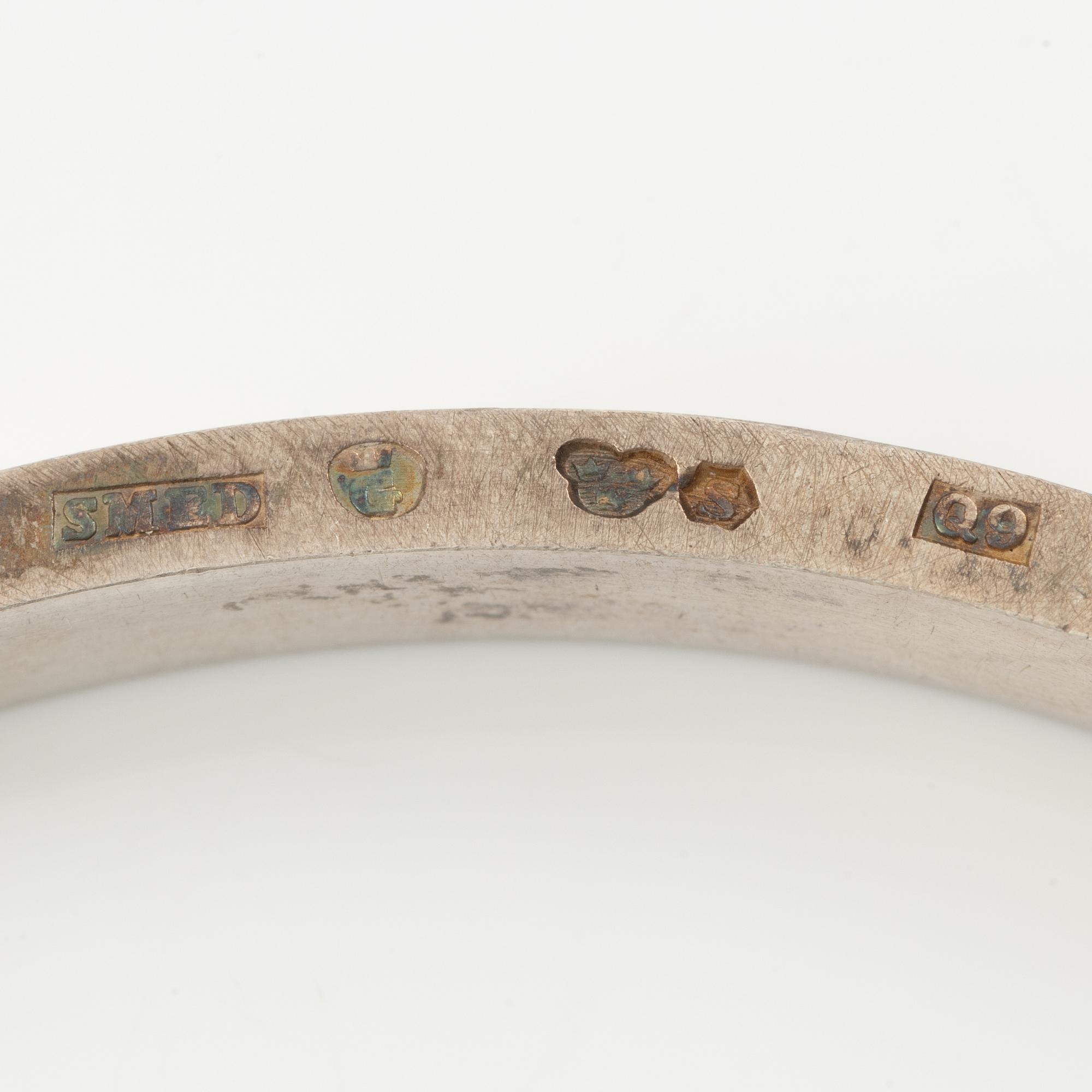 Lars Arby, five arm rings, sterling silver, Gothenburg 1963, 1966 and 1967.