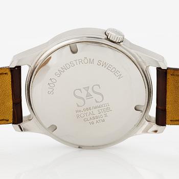 Sjöö Sandström, Royal Steel Classic II, wristwatch, 41 mm.