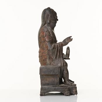 Skulptur, kallförgylld brons. Mingdynastin (1368-1644).