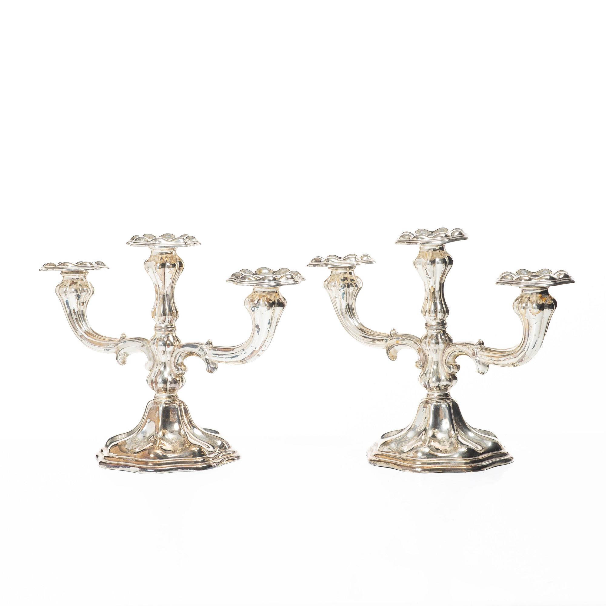 C.G. Hallberg, A pair of silver candelabra, Stockholm, 1939.