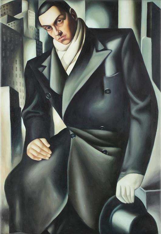 TAMARA DE LEMPICKA, kopia efter, oljemålning, osignerad, 2000-tal.