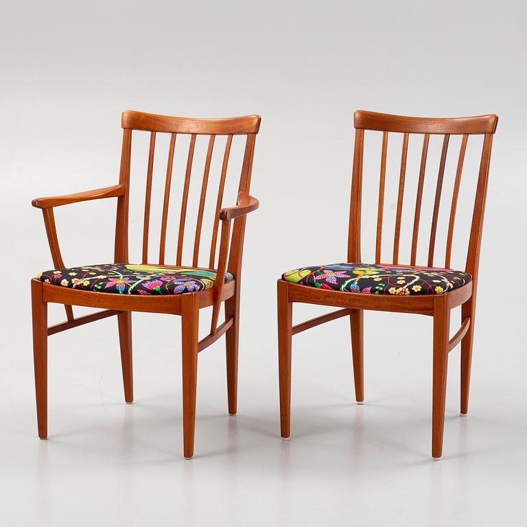 Carl Malmsten, a 'Herrgården' dining table and six chairs, Bodafors, second half of the 20th Century.