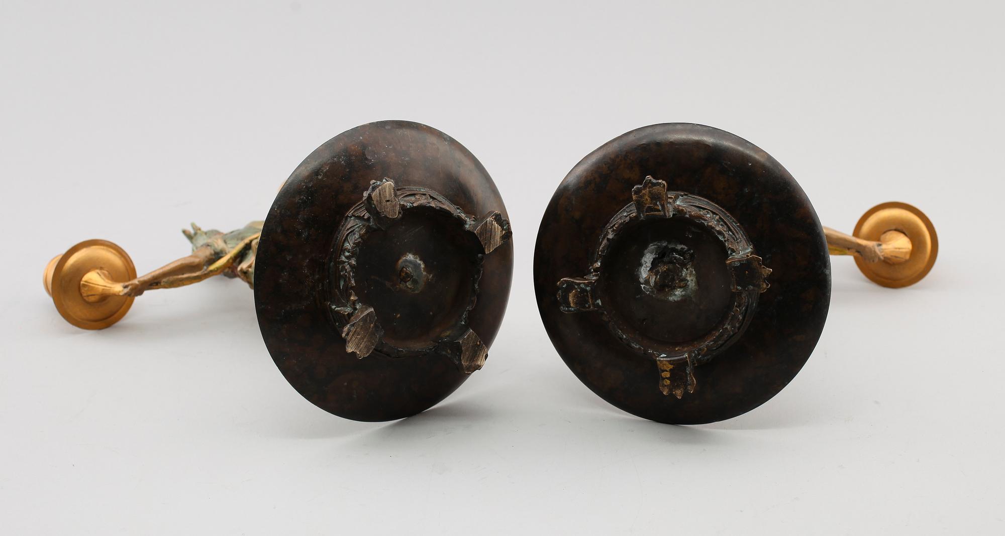 KANDELABRAR, 1 par, brons, Frankrike, 1900-tal.