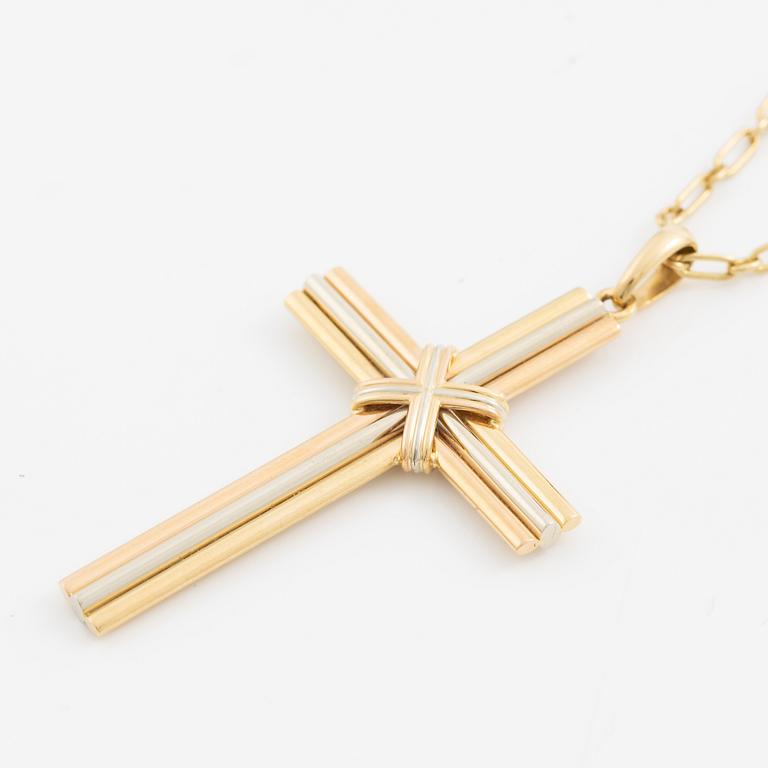 Cartier, A Cartier necklace 18K multi-coloured gold "Trinity" cross.