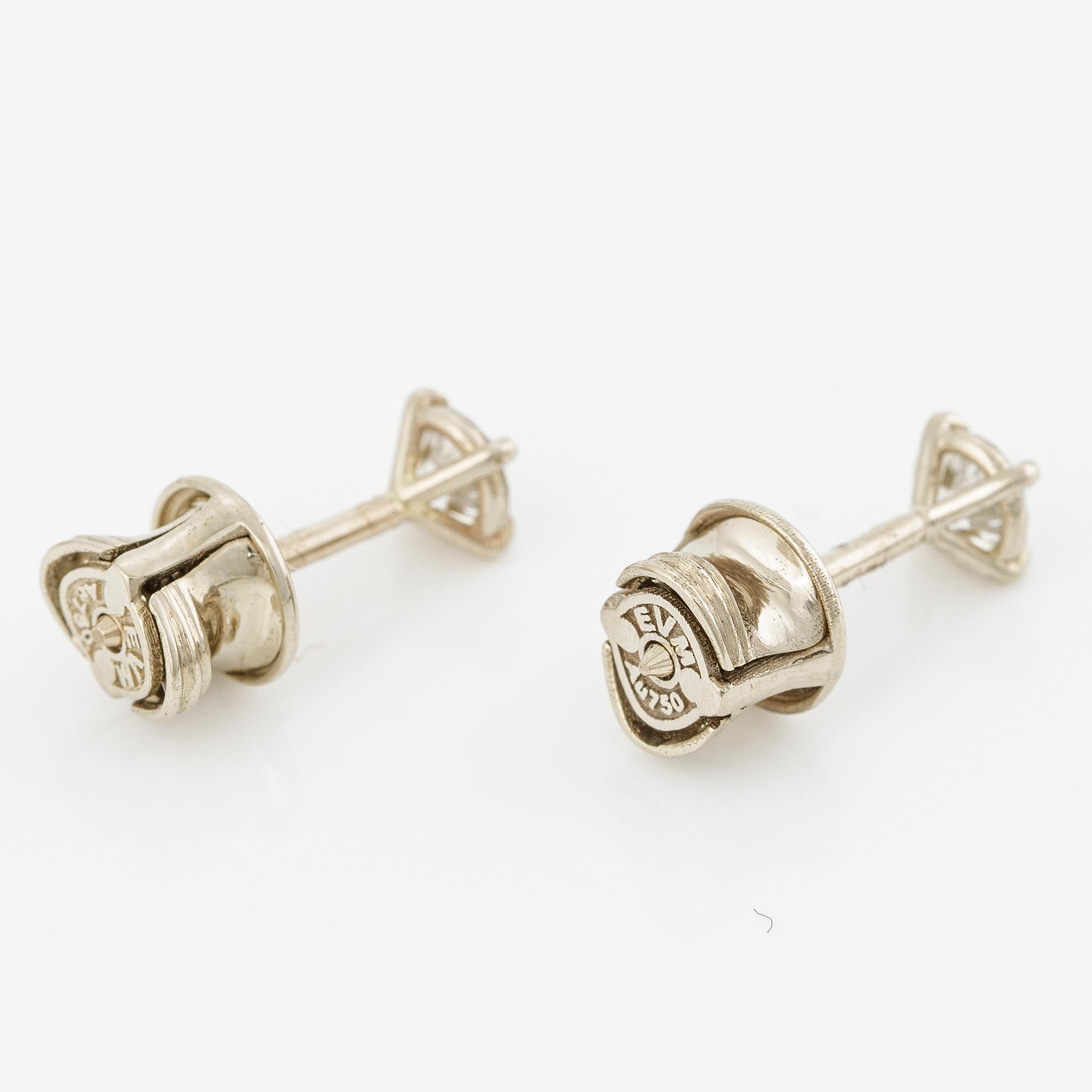 Earrings, 18K white gold set with brilliant-cut diamonds totalling 0.46 ct.