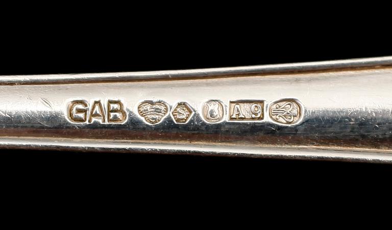KAFFESKEDAR, 11 st, silver, GAB, Stockholm 1951. Vikt ca 129 g.