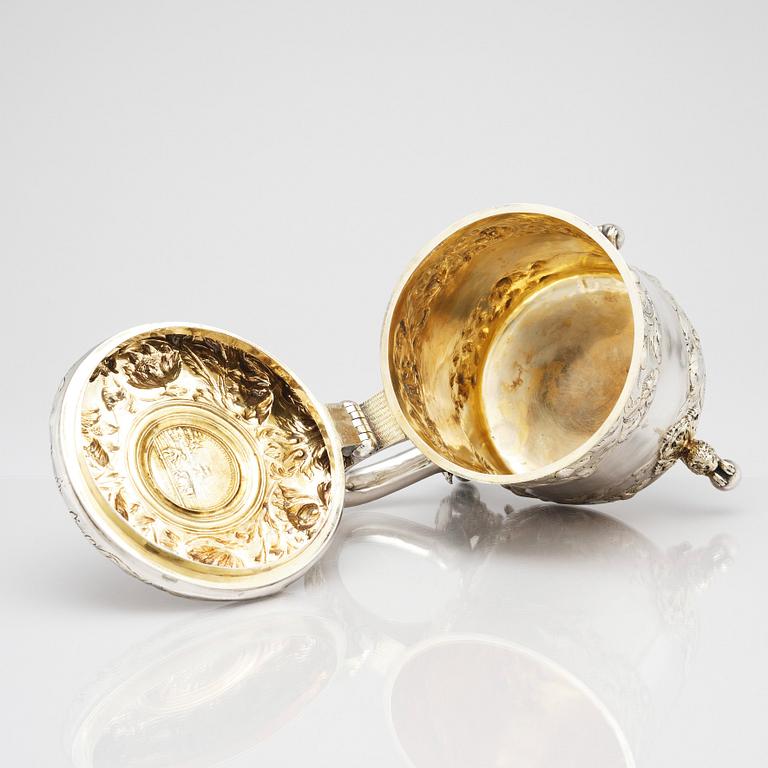 A Swedish Baroque parcel-gilt silver tankard, mark of Baltzar Ekeström, Halmstad 1768.