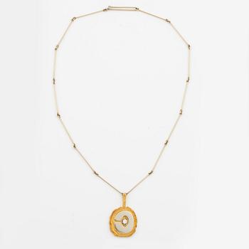 Juhani Linnovaara, necklace 18K gold and brilliant-cut diamond. Lapponia 1977.