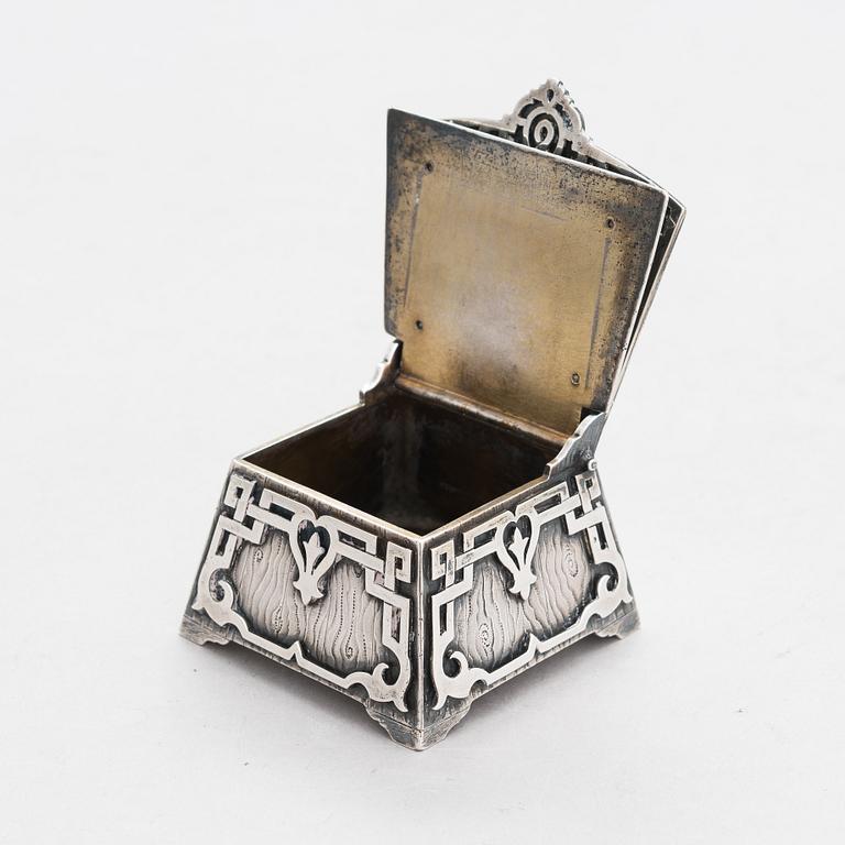 A Pan-Slavic silver salt chair, Nichols & Plinke, marked KA, Saint Petersburg 1870.