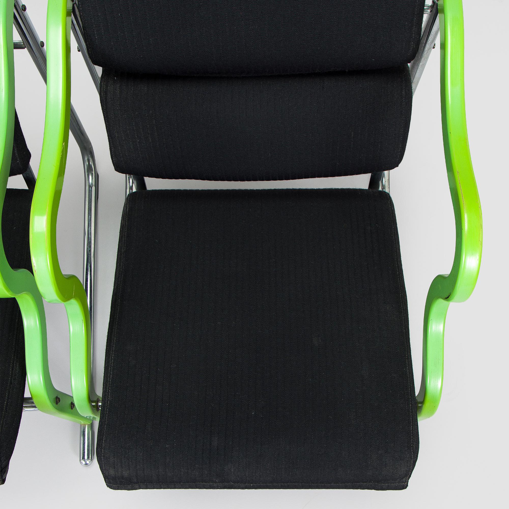 Yrjö Kukkapuro, A pair of 1980s 'Experiment' open armchairs for Avarte, Finland.