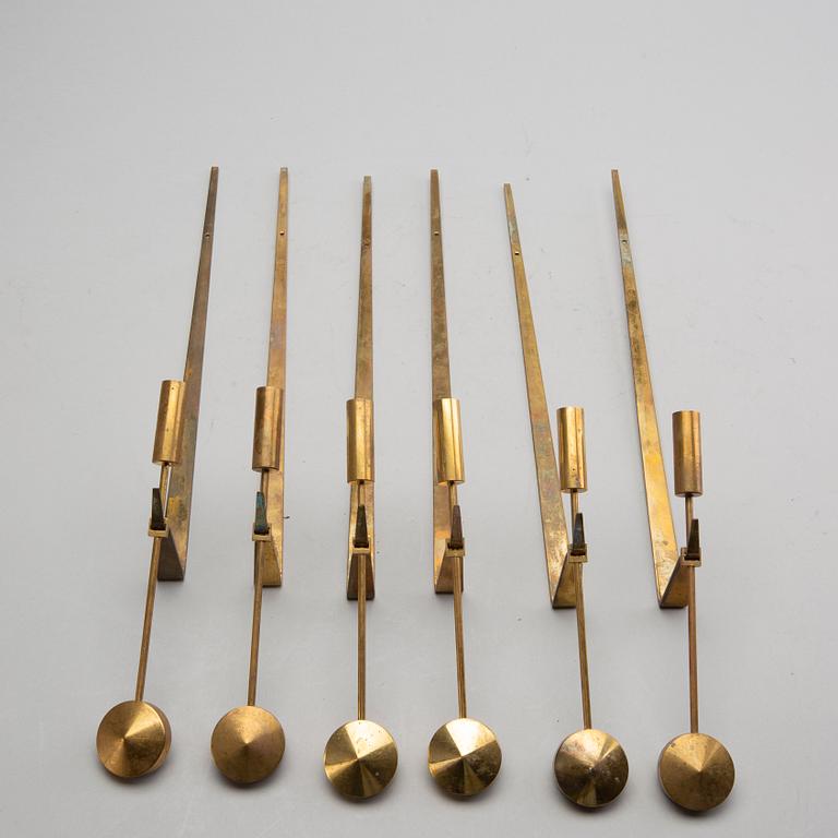 PIERRE FORSSELL, 6 Wall candlesticks in brass "Pendeln", Skultuna.