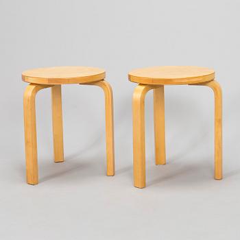 Alvar Aalto, a pair of 1960s 'E60' stools for Artek.
