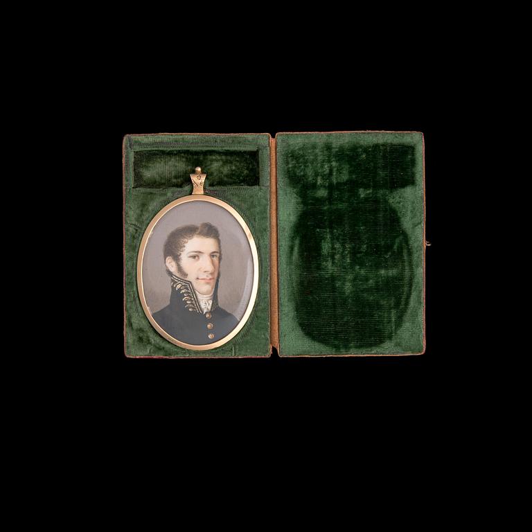 ERIK LE MOINE, miniature in gold frame, signed pinx 1813.
