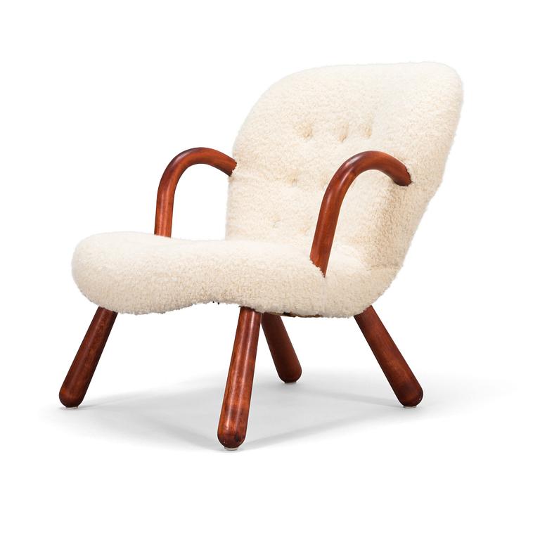 Philip Arctander, todennäköisesti, nojatuoli, Clam chair". Suunniteltu noin 1944.
