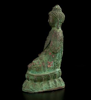 BUDDHA, patinerad brons, Nepal, 1900-talets första hälft.