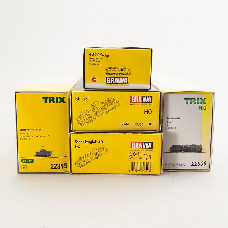 Modellok, 5 st, Trix och Brawa, H0.