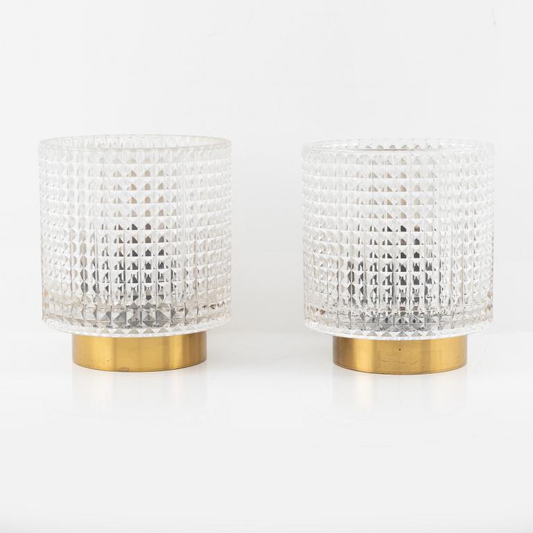 Carl Fagerlund, vägglampor, ett par, Orrefors, 1960-tal.